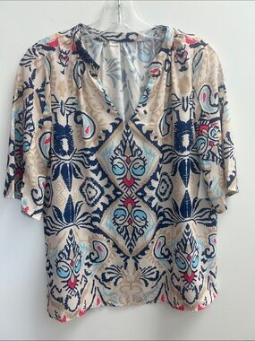 Pink and Blue Printed Top NWT